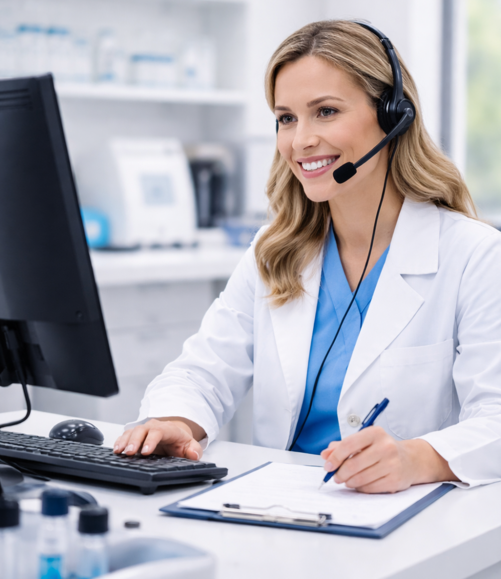 Dental laboratory support team in Pakistan assisting dentists with case submissions and technical support